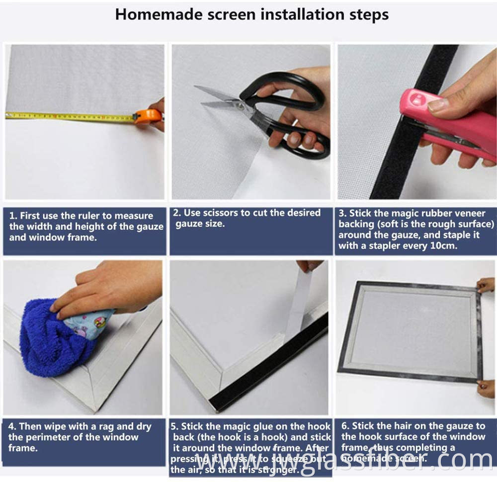 DIY insect protection window screen with self adhesive tape for window